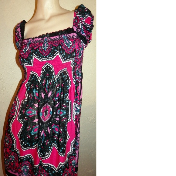 Chesley NWT Pink Black Print Dress Size L - Picture 4 of 7